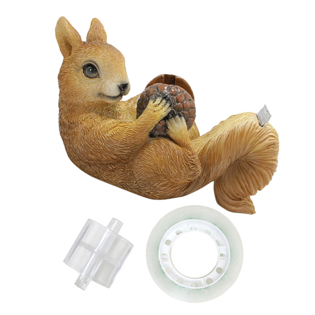 Tape Dispenser Weighted - かわいいリス型テープディスペンサー、樹脂製ウェイト付きデスクトップテープカッターホルダー、和紙マスキングテープ、オフィスや学校用