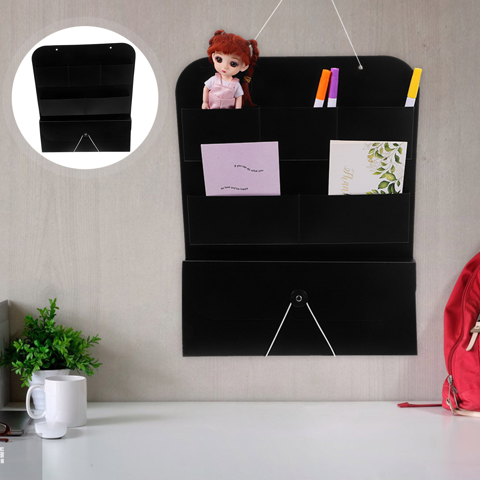 Magazine Holder Rack - 壁掛けファイルオーガナイザー PP素材 縦型マガジンラック オフィス書類ホルダー 多ポケット吊り下げ収納バッグ 教室用