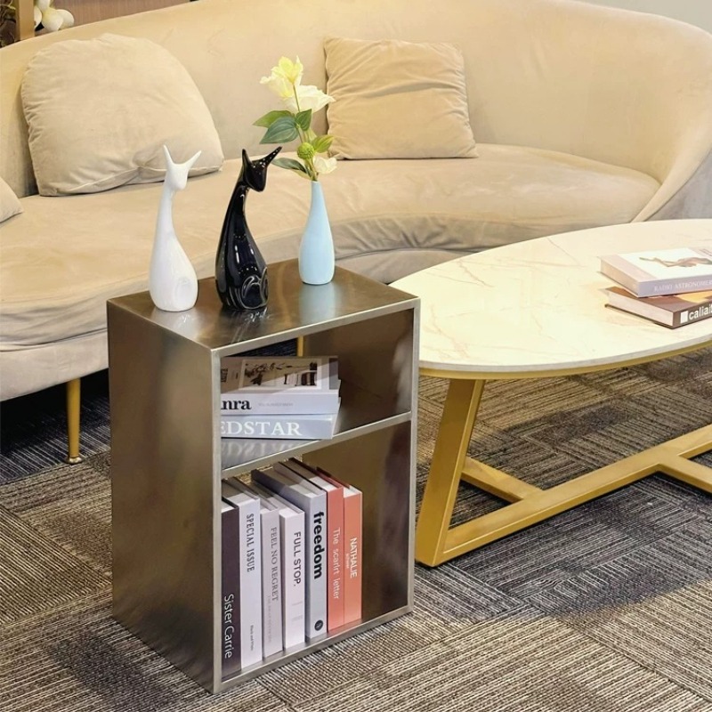 Magazine Holder Rack - ステンレススチール製ミッドセンチュリーコーヒーテーブル、メタルサイドボードマガジンホルダー - リビングルーム用多機能デスクトップラック