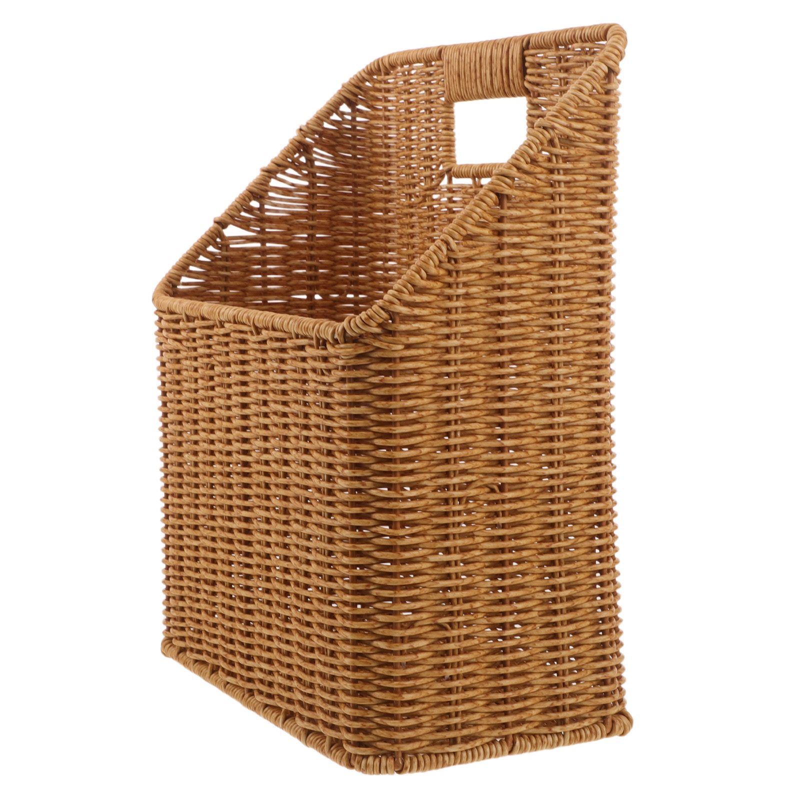 Magazine Holder Rack - 合成ラタン製の壁掛けバスケット、雑誌ホルダー、バスルーム収納オーガナイザーラック、壁掛けバスケット