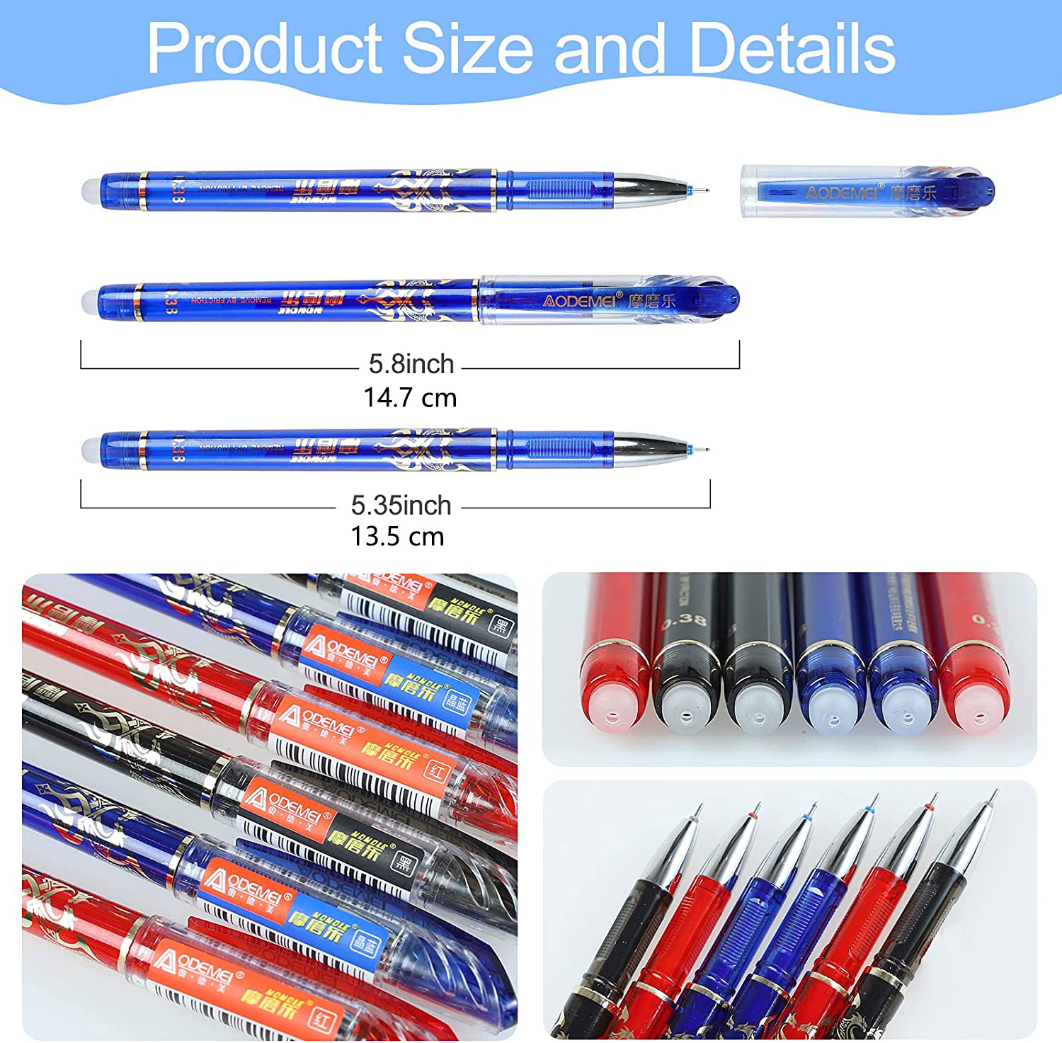 オフィス黒青赤消去可能なゲルペン学校事務用品消去可能なゲルペ - Correction Pen Fine のレビューと価格