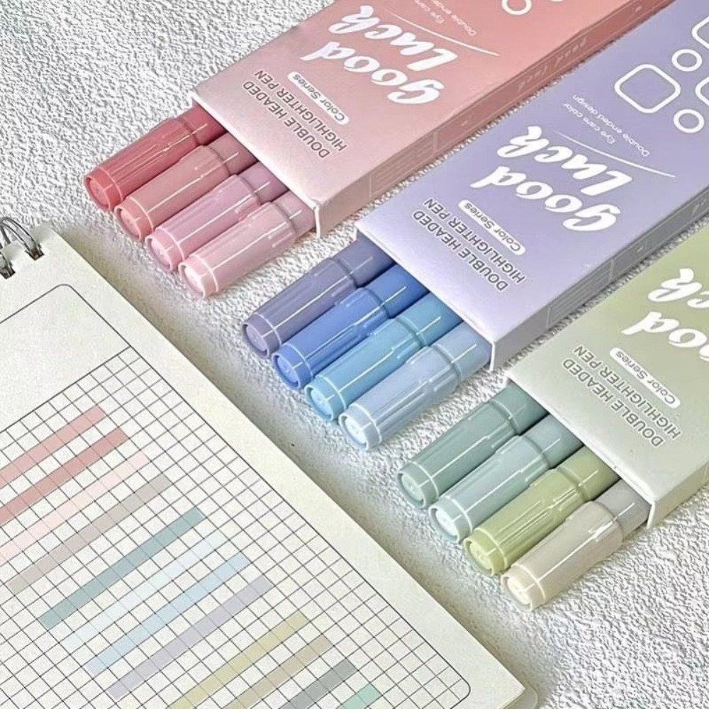 4本セット クリエイティブ デュアルチップ ハイライターペン - Correction Pen Fine のレビューと価格