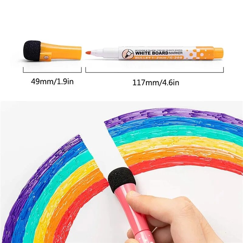 8色ホワイトボードペン、細字磁気水性ペン、消せるキャップ付き - Correction Pen Fine のレビューと価格