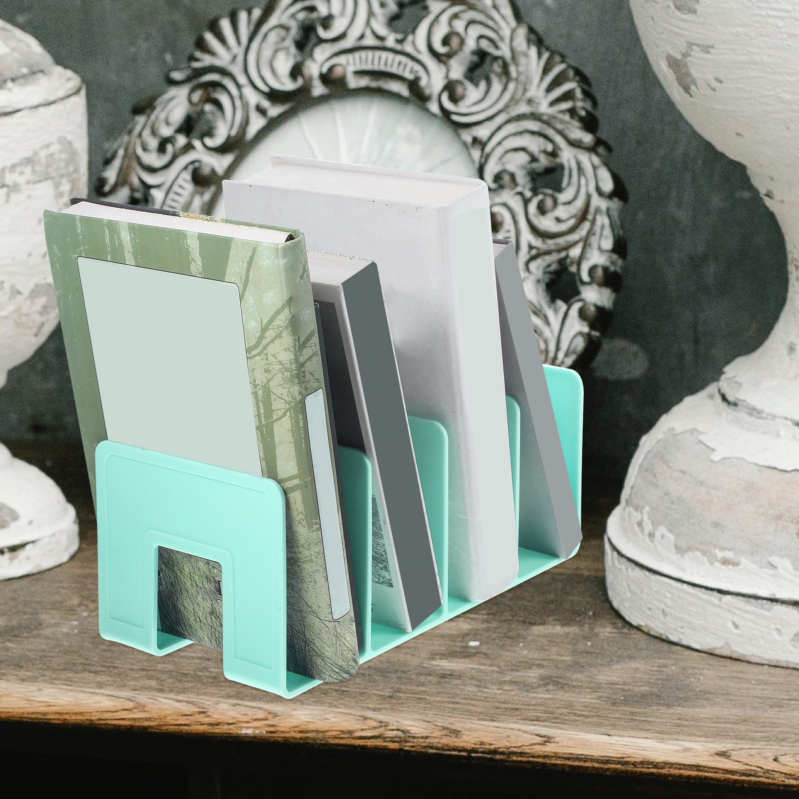 デスクトップドキュメント収納ラック モダンファイルオーガナイ - Magazine Holder Rack のレビューと価格