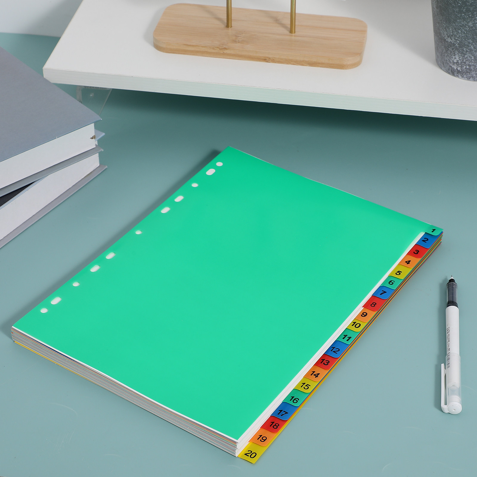20ページA4カラフルプラスチックタブディバイダー、バインダ - Tab Divider A4 のレビューと価格